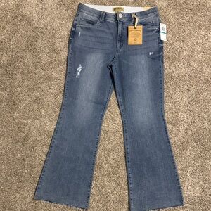 Democracy Women's 16 Blue Flare Jeans with Raw Hem